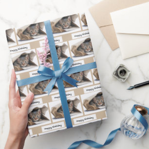 Cadeau Tabby Chat d'anniversaire en sac en papier