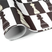 Cadeau Tableau d'échecs papier d'enveloppement Motif noir (Coin rond)