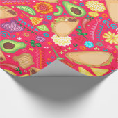 Cadeau Taco Fiesta sur papier à envelopper rouge (Coin)