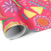 Cadeau Taco Fiesta sur papier à envelopper rouge (Coin rond)