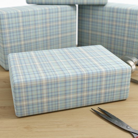 Cadeau Tartan Plaid Figarations bleues Papier d'enveloppe