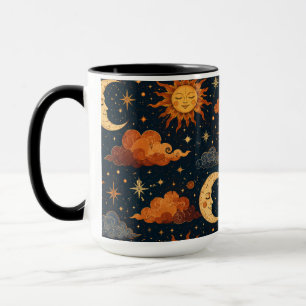 Cadeau Tasse à Café Retro Céleste Soleil Lune Mati
