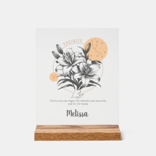 Cadeau Taurus personnalisé Fleur de naissance Zodi