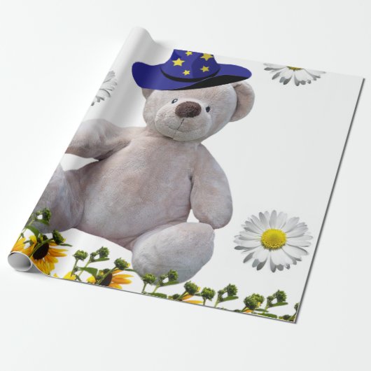 Cadeau Teddy blanc Teddy Bear Teddy Papier d'enveloppemen (Déroulé)