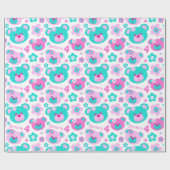 Cadeau Teddy ours fleurs 4e anniversaire nom papier cadea (Plat)