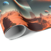 Cadeau Terre C'Est Mars Appelant, Enveloppant Du Papier (Coin rond)