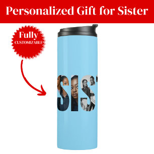 Cadeau thermische tumbler met fotocollage van zust thermosbeker