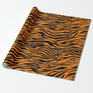 Cadeau TIGER STRIPE NOIR ET ORANGE Wrapper Papier