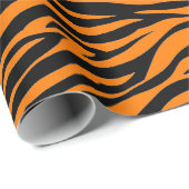 Cadeau TIGER STRIPE NOIR ET ORANGE Wrapper Papier (Coin rond)