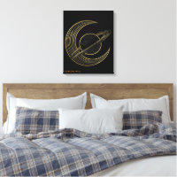 Cadeau Toile d'Art Céleste Croissant Saturne Doré