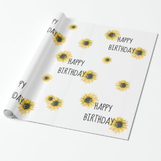 Cadeau Tournesol Joyeux papier d'enveloppement d'annivers