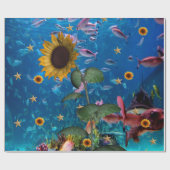 Cadeau Tournesol Océan Poisson Papier à envelopper (Plat)