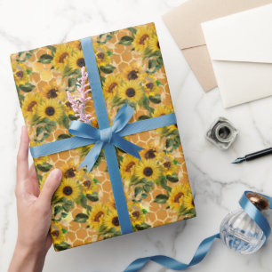 Cadeau Tournesol vintage Papier d'enveloppement pour peig