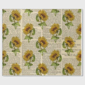 Cadeau Tournesols et papier journal Vintage (Plat)