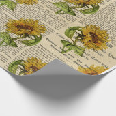 Cadeau Tournesols et papier journal Vintage (Coin)