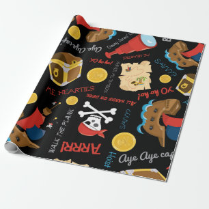 Cadeau Treasure Dark Island Party Pirate Wrapate Papier