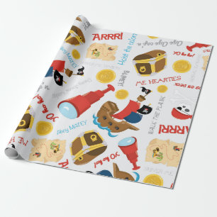 Cadeau Treasure Island Party Pirate Wrapate Papier