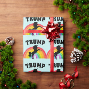 Cadeau TRUMP RAINBOW UNICORN NOËL Papier à envelopper