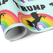 Cadeau TRUMP RAINBOW UNICORN NOËL Papier à envelopper (Coin rond)