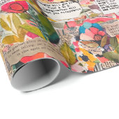 Cadeau Typographie de collage de papier floral Médias mix (Coin rond)