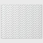 Cadeau Typographie de Noël noir sur papier d'emballage bl (Plat)