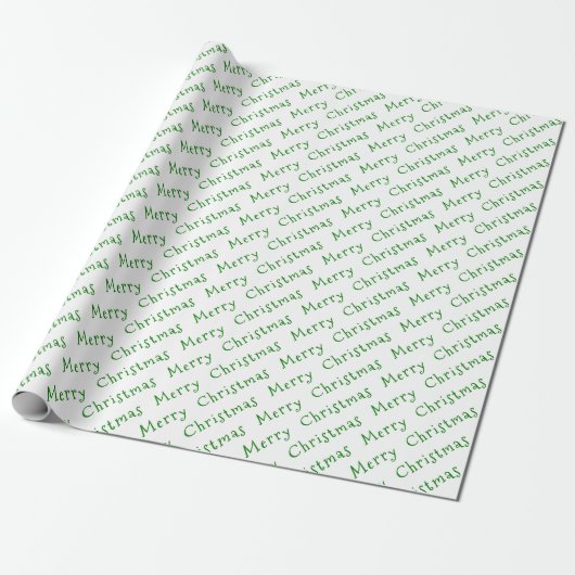 Cadeau Typographie de Noël Vert sur papier d'emballage bl (Déroulé)