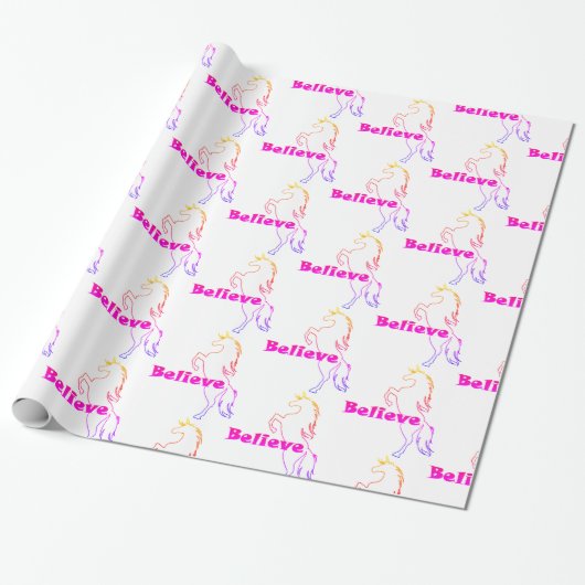 Cadeau Unicorn Believe Design - Papier brillant, 30 (Déroulé)