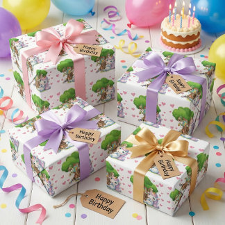 Cadeau Unicorn & Woodland Friends Envelopper papier migno