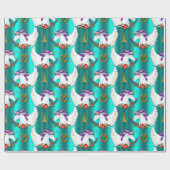 Cadeau Unicorne ailée Turquoise papier d'enveloppement de (Plat)