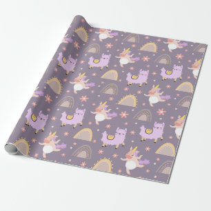 Cadeau Unicornes Et Llamas Papier Enveloppant