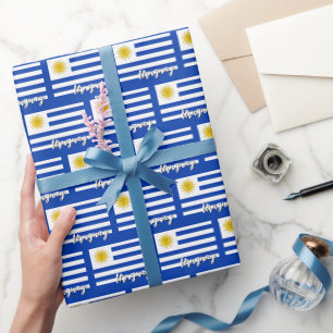 Cadeau Uruguay Papier à envelopper, bleu, Uruguay Drapeau