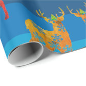 Cadeau Vacances Deer Snowflakes Wrapper Papier (Coin rond)