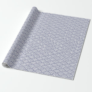 Cadeau Vagues japonaises, bleu marine sur le papier
