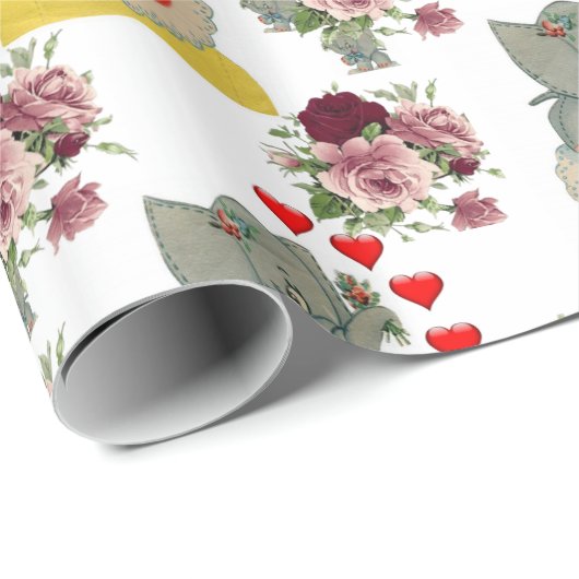 Cadeau Valentine's Day Wrapping Papier Elephant (Coin rond)