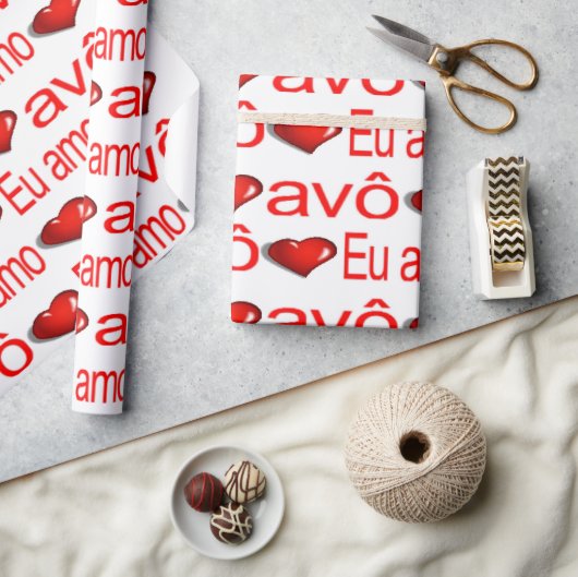 Cadeau Valentine's Day Wrapping Papier Eu amo avô Coeurs (Artisanat)