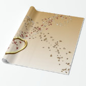 Cadeau Valentine's Day Wrapping Papier Gold Heart (Déroulé)