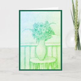 Cadeau van bloemen - Groen Notitiekaartje