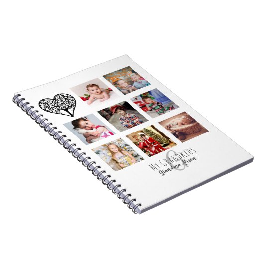 Cadeau van een familiebomen fotocollage voor oma notitieboek (Rechterzijde)