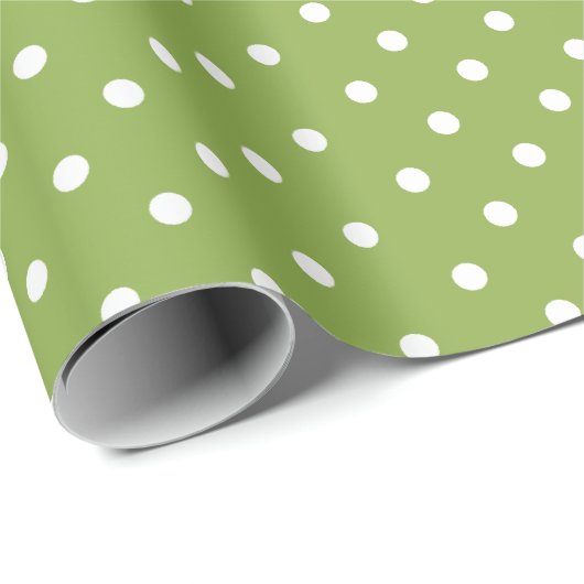 Cadeau Vert citron | Papier blanc à enveloppement à point (Coin rond)