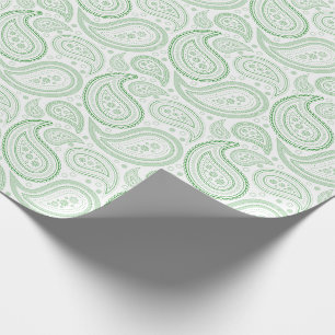 Cadeau Vert de Paisley sur le papier d'emballage blanc