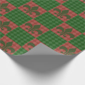Cadeau Vert et papier d'emballage de Red Fleur De Lis (Coin)