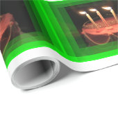 Cadeau Vert fête d'anniversaire avec papier d'enveloppeme (Coin rond)