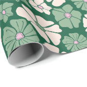 Cadeau Vert foncé et blanc crème Papier d'enveloppement d (Coin rond)