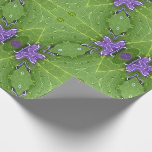 Cadeau Vert géométrique avec papier d'emballage lavande