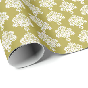 Cadeau Vert pois Papier blanc à enveloppement de Damas