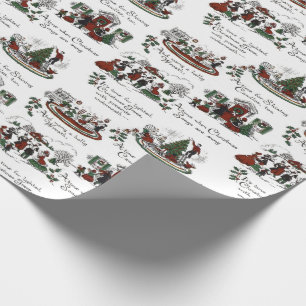 Cadeau Vintage Noël Poème Papier d'enveloppement