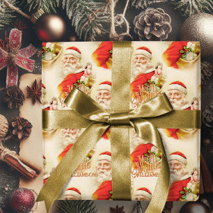 Cadeau Vintage Père Noël Joyeux papier d'enveloppement de