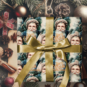 Cadeau Vintage Père Noël Joyeux papier d'enveloppement de