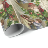Cadeau Vintage Père Noël Joyful Christmas Wrapper Papier (Coin rond)