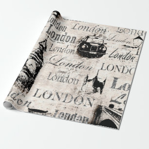 Cadeau Vintage vieux journal papier Londres collet grunge